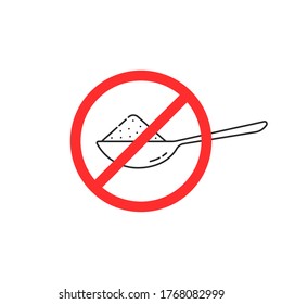 no sugar icon with thin line teaspoon. flat stroke style trend modern linear unhealthy food logotype graphic art design element isolated on white background