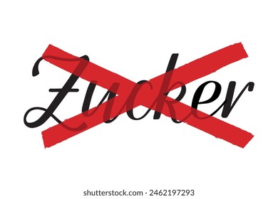 No sugar (kein Zucker). The word Zucker is handwritten in German and crossed out with red lines isolated on white background. Handlettering. Vector text. Food label, nutritional information.