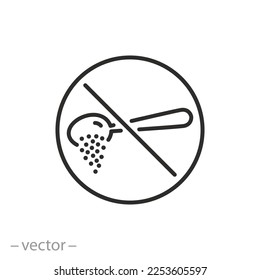 no sugar or salt icon, do not add to food, thin line symbol - editable stroke vector illustration