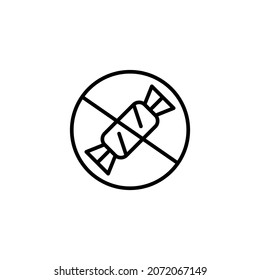 No sugar sign. Crossed candy in a circle. editable stroke icon