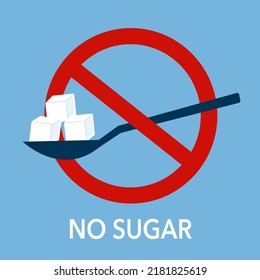 No sugar sign or sugar free concept vector illustration.