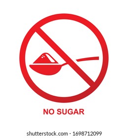 No sugar sign or sugar free isolated on white background vector illustration.