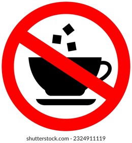 No sugar vector sign isolated on white background, don't add a sugar dietary concept