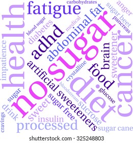 No sugar word cloud on a white background.