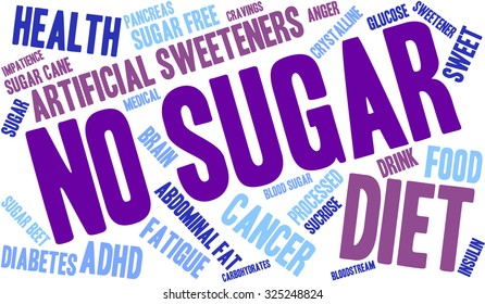 No sugar word cloud on a white background.