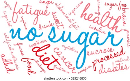 No sugar word cloud on a white background.