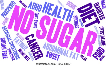 No sugar word cloud on a white background.
