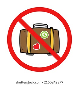 No Suitcase Sign on White Background