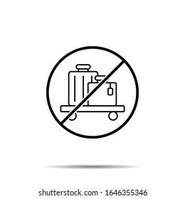No suitcases, basket icon. Simple thin line, outline vector of hotel service ban, prohibition, forbiddance icons for ui and ux, website or mobile application