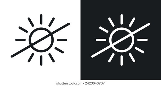 No sun icon designed in a line style on white background.