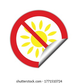 no sun icon. not to allow sunlight Prohibited sun  sign.