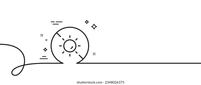 No sun line icon. Continuous one line with curl. Uv protect sign. Sunscreen effect symbol. No sun single outline ribbon. Loop curve pattern. Vector