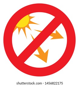 No sun, no sunlight, do not be exposed to sunlight or keep away from sunlight sign