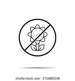 Kein Sonnenblumensymbol Einfache dünne Linie, Konturvektor für Herbstverbot, Verbot, Embargo, Widerspruch, Verbotssymbole für ui und ux, Website oder mobile Anwendung
