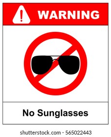 No sunglasses sign. No aviator red prohibition circle icon on white background. Not allowed symbol. Forbidden entry. Ban. Vector illustration