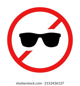 No Sunglasses Sign on White Background