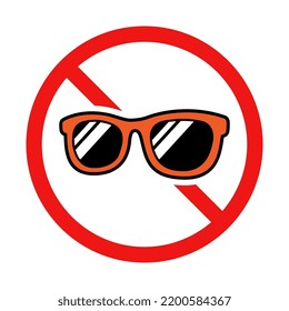 No Sunglasses Sign on White Background