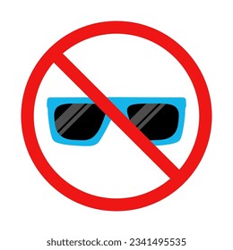 No Sunglasses Sign on White Background