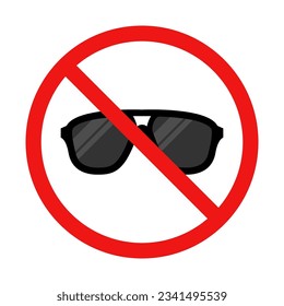 No Sunglasses Sign on White Background