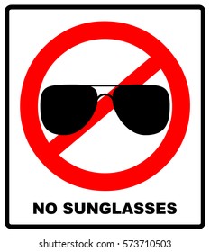 No sunglasses sign on white background.