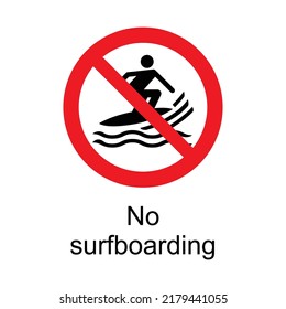 No surfboarding sign - Prohibition Signs - International water safety sign -  Surfing Not Allowed, Water Protection Signs