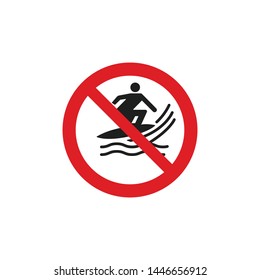 No Surfing Sign Vector Isolated On White Background. Warning Symbol Vector Icon
