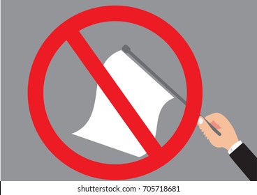 NO Surrender Sign Symbol Of Concept Design With Simple Vector