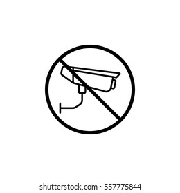 No surveillance line icon, no security camera prohibition sign, forbidden ban or stop, vector graphics, a linear pattern  on a white background, eps 10.