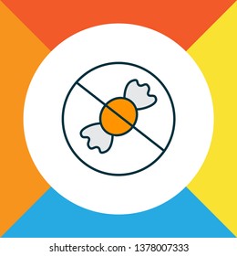 No sweet icon colored line symbol. Premium quality isolated free sugar element in trendy style.