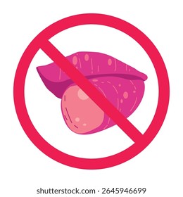 No sweet potato sign, forbidden sweet potato sign, do not eat sweet potato, yam prohibition symbol, no yam icon, sweet potato with red crossed circle