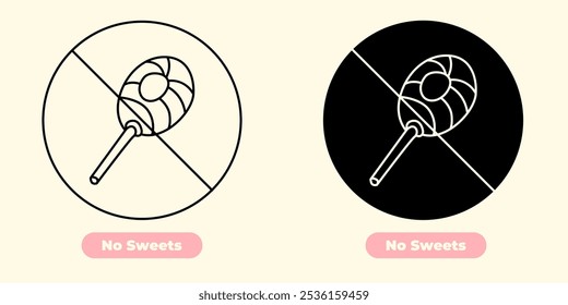 No Sweets icon – A clean, recognizable design perfect for promoting health-conscious choices.