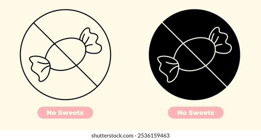 No Sweets icon – A clean, recognizable design perfect for promoting health-conscious choices.