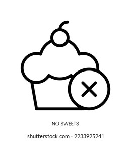 no sweets icon. Line Art Style Design Isolated On White Background