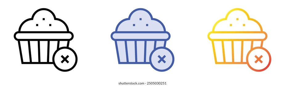 no sweets icon. Linear, Blue Fill and Gradient Style Design Isolated On White Background