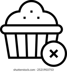 no sweets icon. Thin linear style design isolated on white background