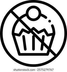 no sweets icon. Thin Linear Style Design Isolated On White Background