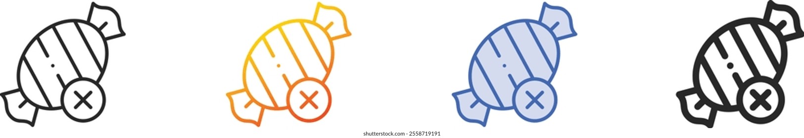 no sweets icon.Thin Linear, Gradient, Blue Stroke and bold Style Design Isolated On White Background