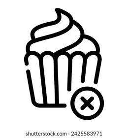 No hay dulces Icono de línea de fondo blanco