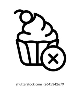 no sweets line icon illustration vector graphic. Simple element illustration vector graphic, suitable for app, websites, and presentations isolated on white background