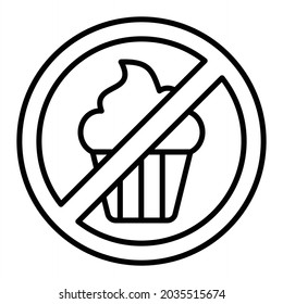  No hay ningún icono de contorno del vector Sweets aislado en fondo blanco
