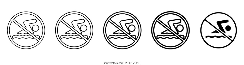 kein Schwimmsymbol Einfache dünne Linie Logo-Set