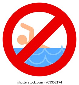 No swim prohibition sign vector illustration. Flat style design. Colorful graphics