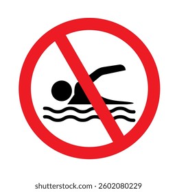 No swim sign vector illustration, No swimming sign, No-swimming area isolated, swimming not allowed, warning sign. do not swim, Forbidding sign, safety signs, Prohibition signs, No swimming symbol.