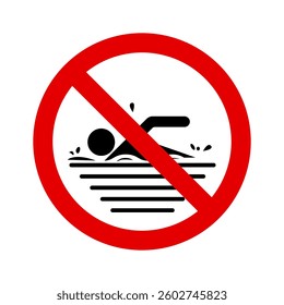 No swim sign vector illustration, No swimming sign, No-swimming area isolated, swimming not allowed, warning sign. do not swim, Forbidding sign, safety signs, Prohibition signs, No swimming symbol.