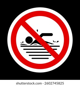 No swim sign vector illustration, No swimming sign, No-swimming area isolated, swimming not allowed, warning sign. do not swim, Forbidding sign, safety signs, Prohibition signs, No swimming symbol.
