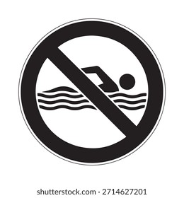 No swimming allowed a clear warning sign depicting a swimmer in water