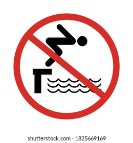 No swimming allowed red prohibited sign isolated on white background vector illustration