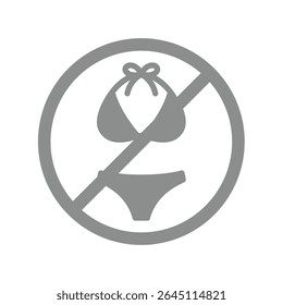 Nenhum sinal vetorial de maiô ou banho. Trajes de banho, biquíni e maiô ícone não permitido.