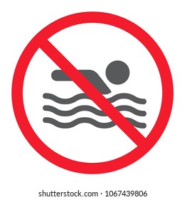 No Swimming glyph icon, prohibition and forbidden, no swim sign vector graphics, a solid pattern on a white background, eps 10.