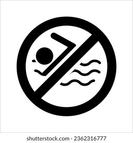 No swimming hazard ,warning sign vector illustration on white background